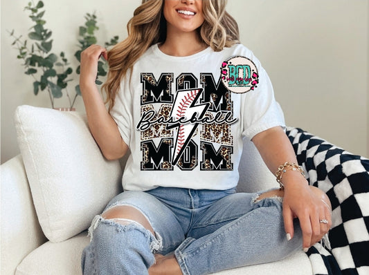 Baseball Mom Leopard Stacked - SHIRT