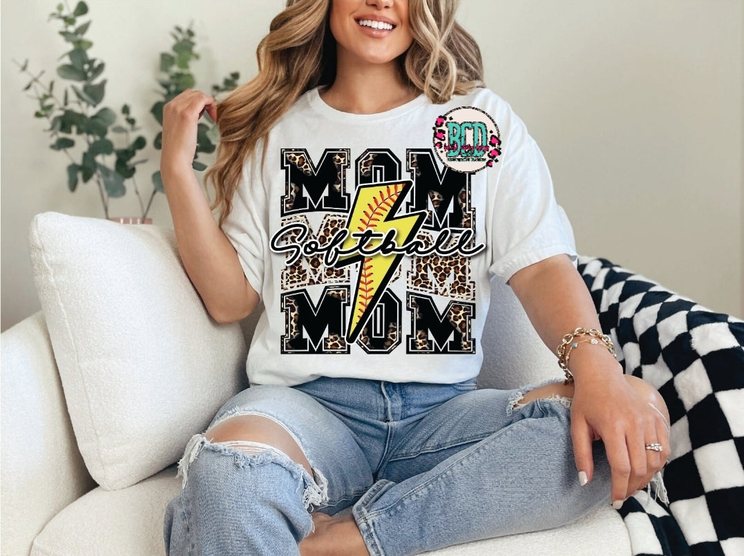Softball Mom Leopard Stacked - SHIRT