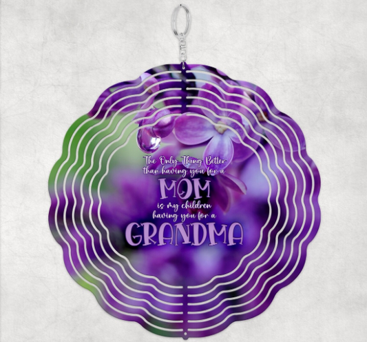 Purple Flower Mom Grandma - Wind Spinner SSA