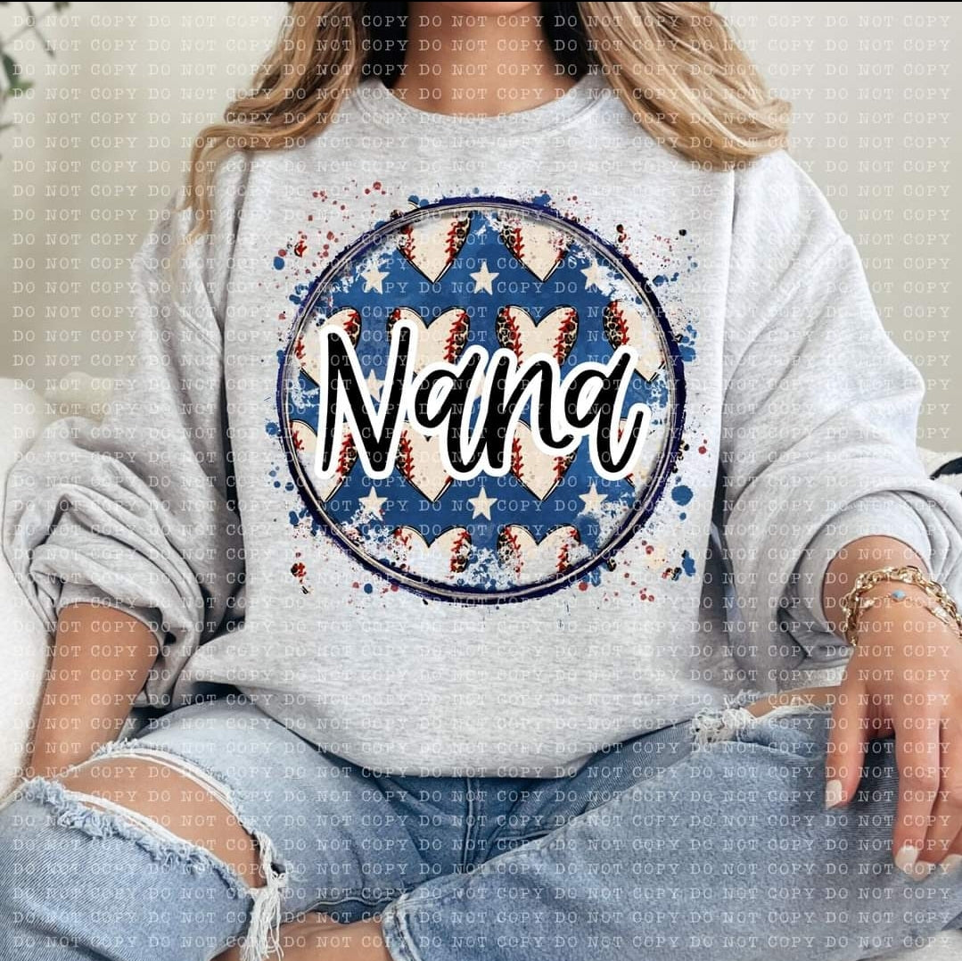 Nana Leopard Baseball Heart Background - SHIRT