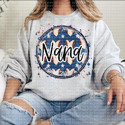 Nana Leopard Baseball Heart Background - SHIRT