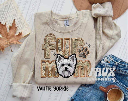 Fur Mom Yorkie White Dog-SHIRT