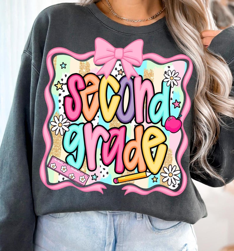 Preppy Brush Stroke School Grade Pre-K - 6th - KIDS SHIRT JT25 *add grade in note section