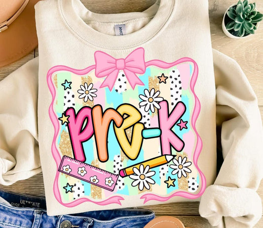 Preppy Brush Stroke School Grade Pre-K - 6th - KIDS SHIRT JT25 *add grade in note section