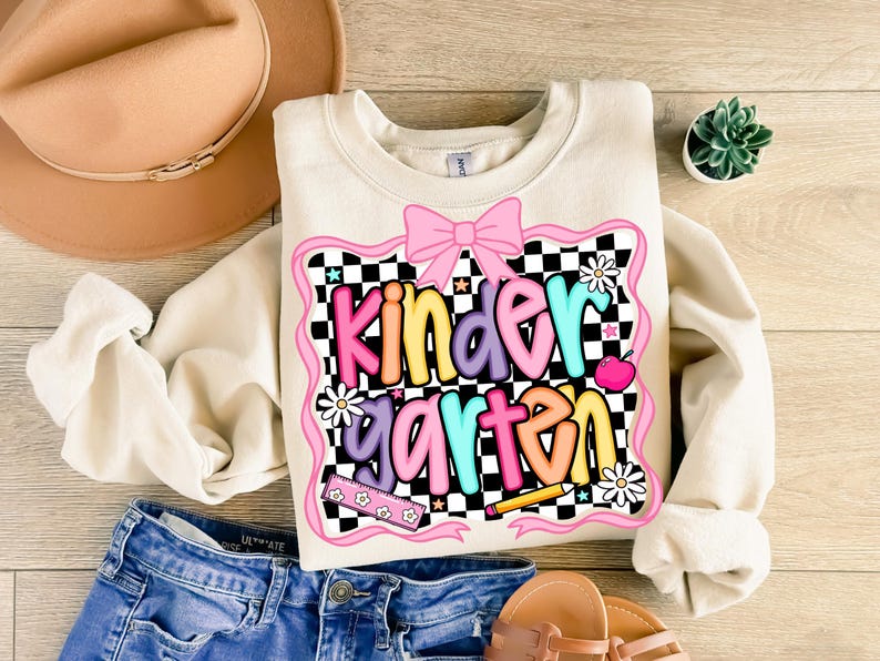 Preppy Checkered School Grade Pre-K - 6th - KIDS SHIRT JT25 *add grade in note section