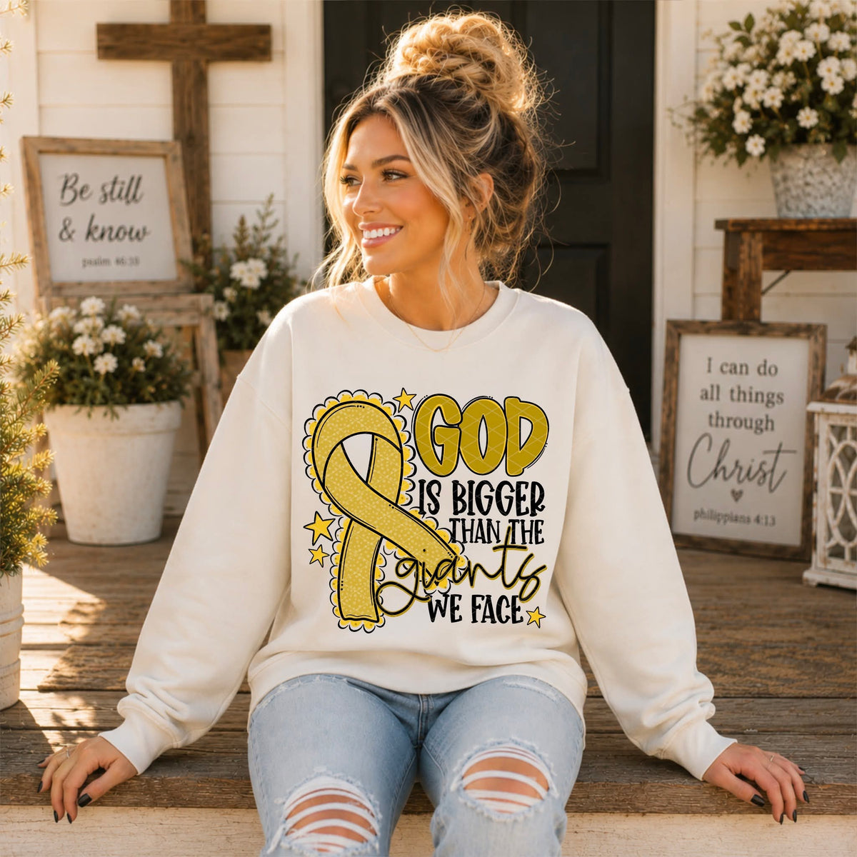 God Is Bigger - SHIRT SDD.26. *Add color of shirt & ribbon wanted in notes box