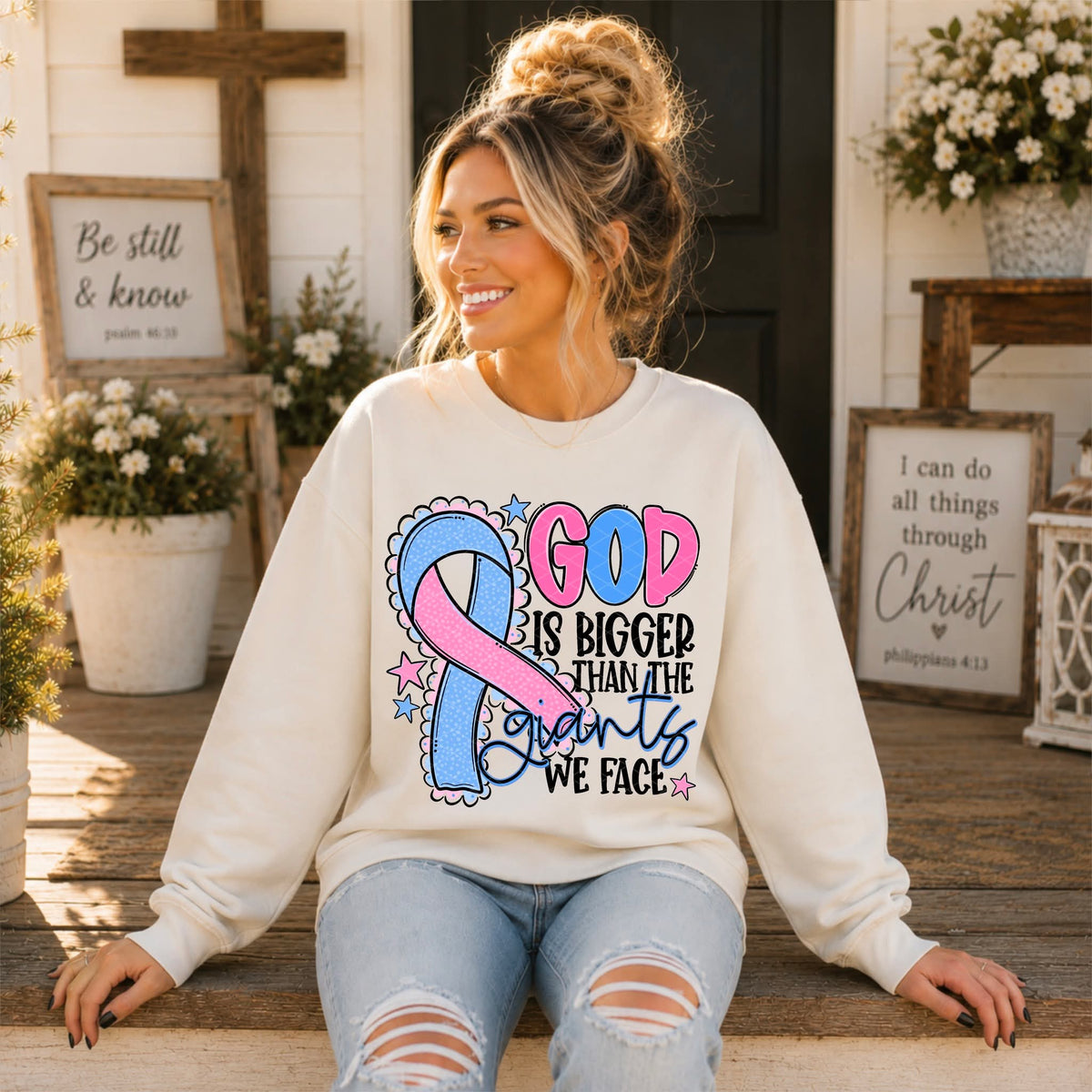 God Is Bigger - SHIRT SDD.26. *Add color of shirt & ribbon wanted in notes box
