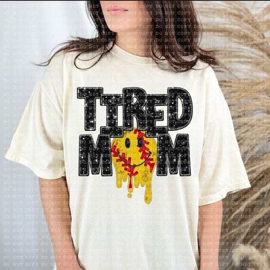 Tired Mom Drippy Softball-SHIRT