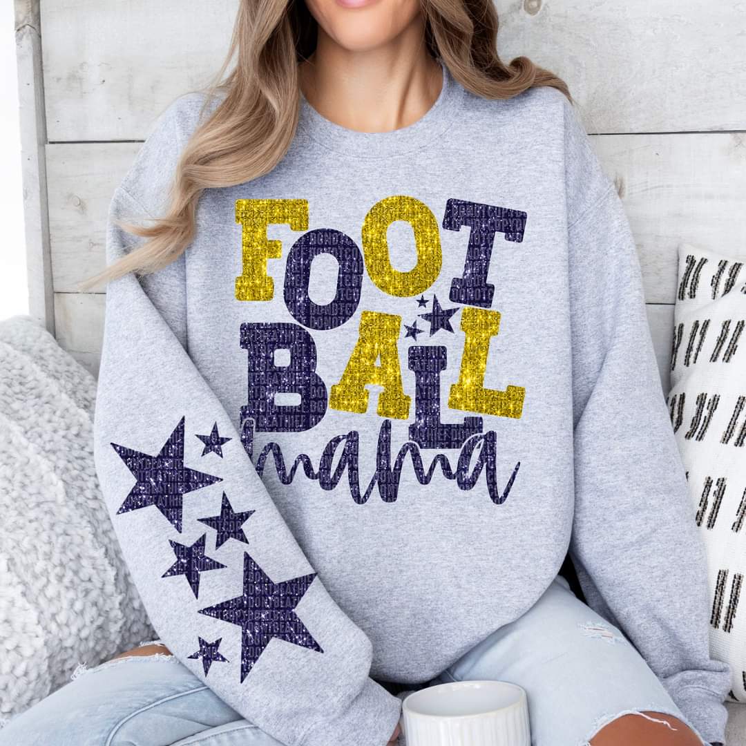 Football Mama Faux Glitter - SHIRT *Add colors wanted in notes box.