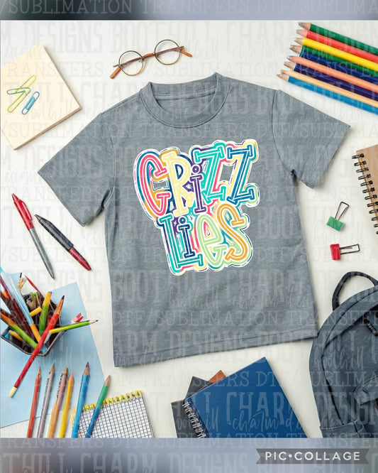 Grizzlies colorful - Shirt *comment shirt color/brand in note box