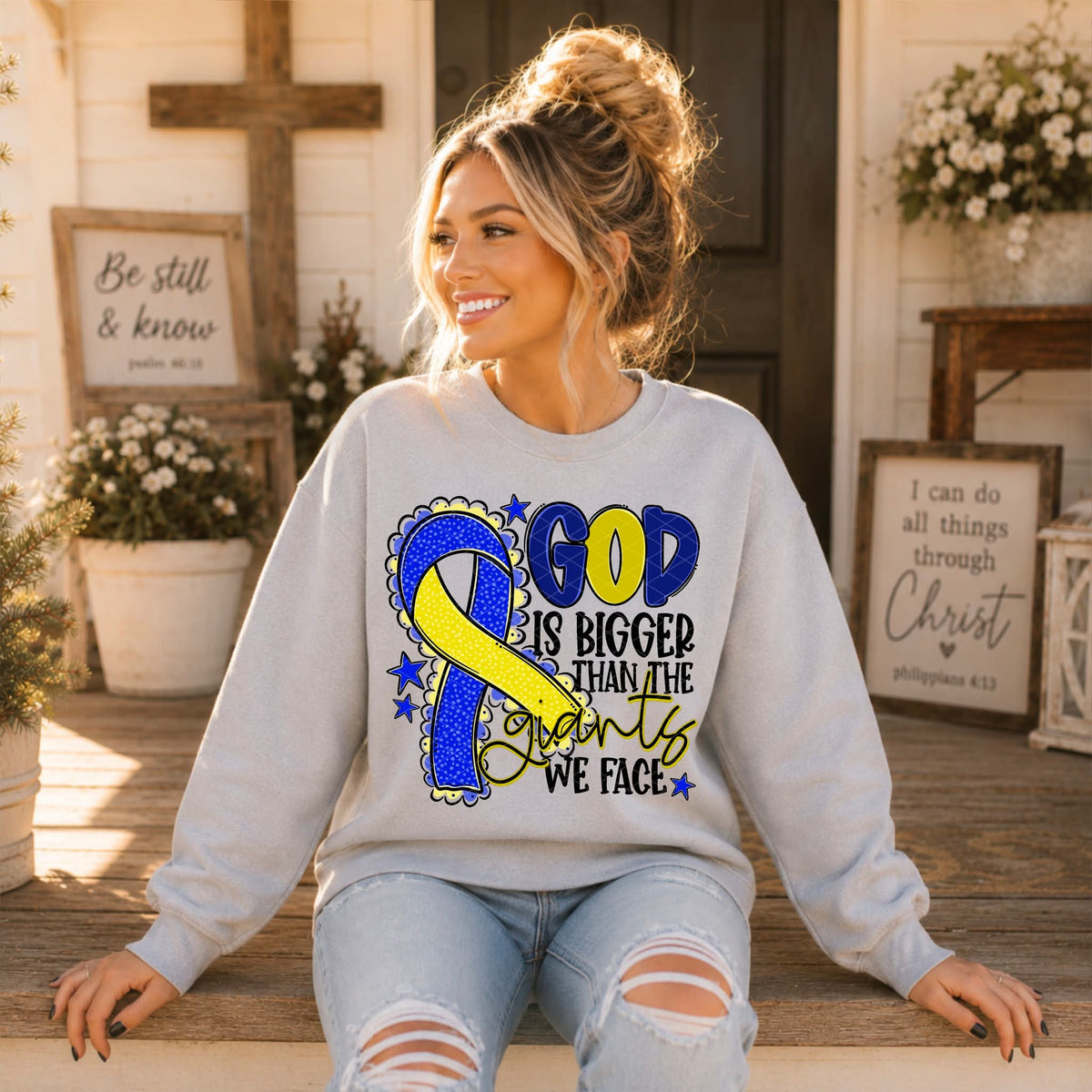 God Is Bigger - SHIRT SDD.26. *Add color of shirt & ribbon wanted in notes box