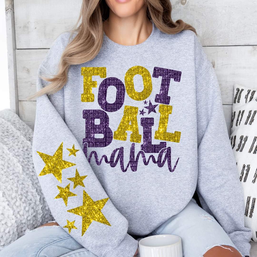 Football Mama Faux Glitter - SHIRT *Add colors wanted in notes box.