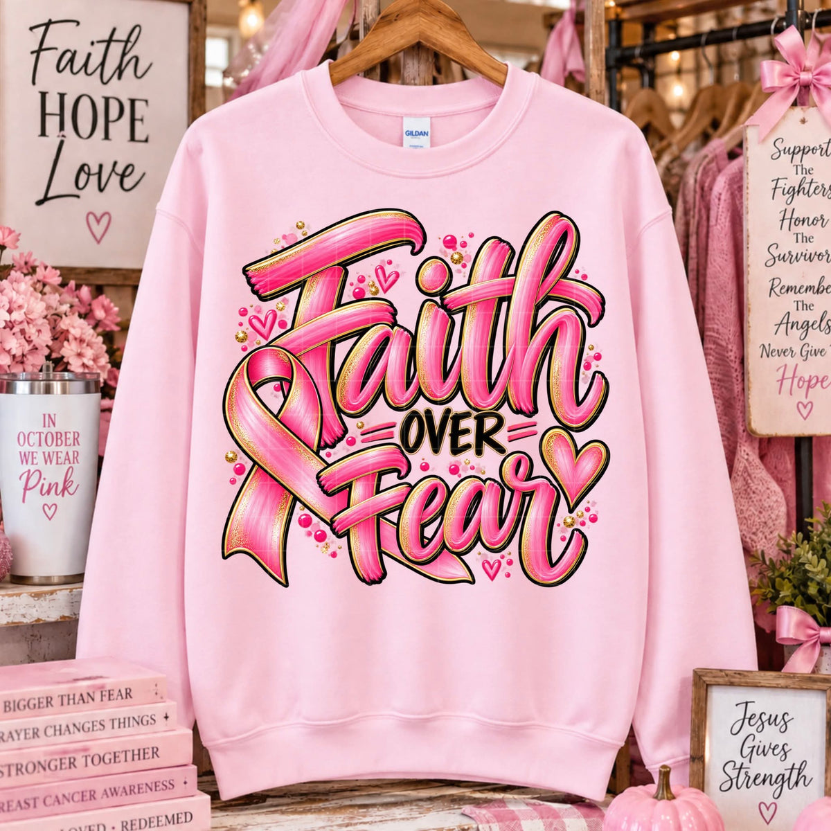 Faith Over Fear Breast Cancer Awareness - SHIRT SDD.26 *Add color of shirt wanted in notes box