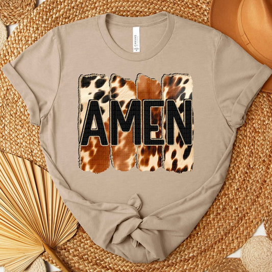 Amen Brown Cow Print - Shirt TGDD.25
