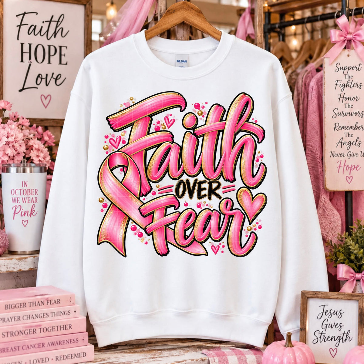 Faith Over Fear Breast Cancer Awareness - SHIRT SDD.26 *Add color of shirt wanted in notes box