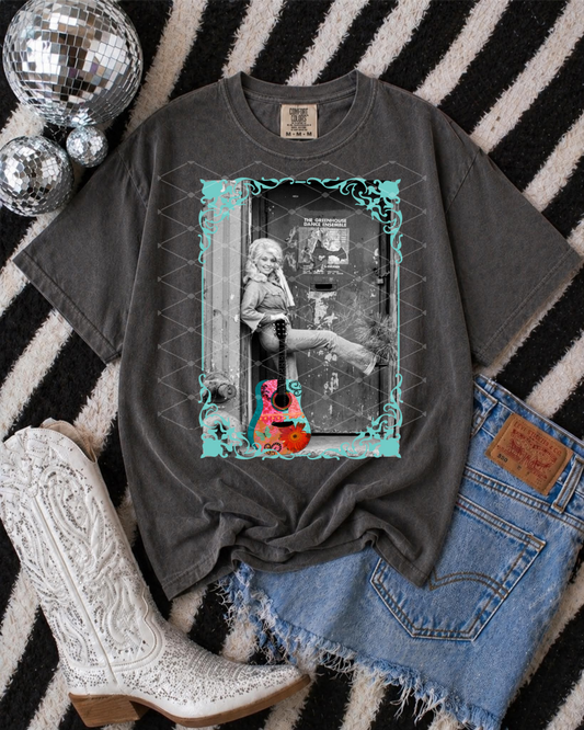 Dolly w Guitar Framed  - SHIRT  *Add shirt color wanted in note box