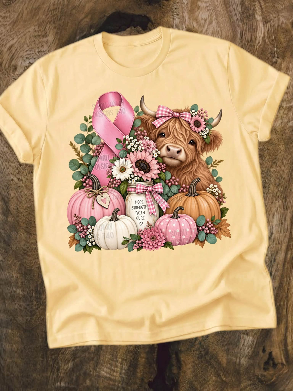Breast Cancer Awareness Highland Cow - SHIRT  *Add color of shirt wanted in notes box
