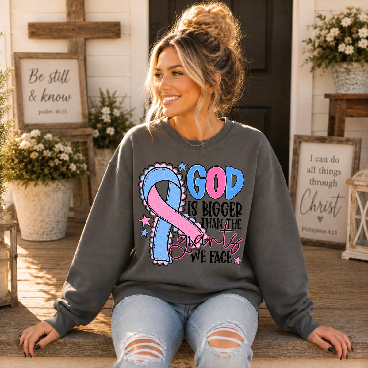 God Is Bigger - SHIRT SDD.26. *Add color of shirt & ribbon wanted in notes box
