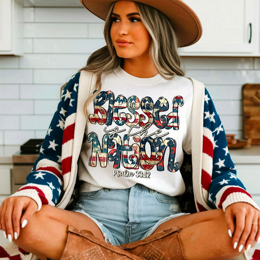 Blessed Is The Nation - SHIRT SDD.26. *Add color of shirt wanted in notes box.