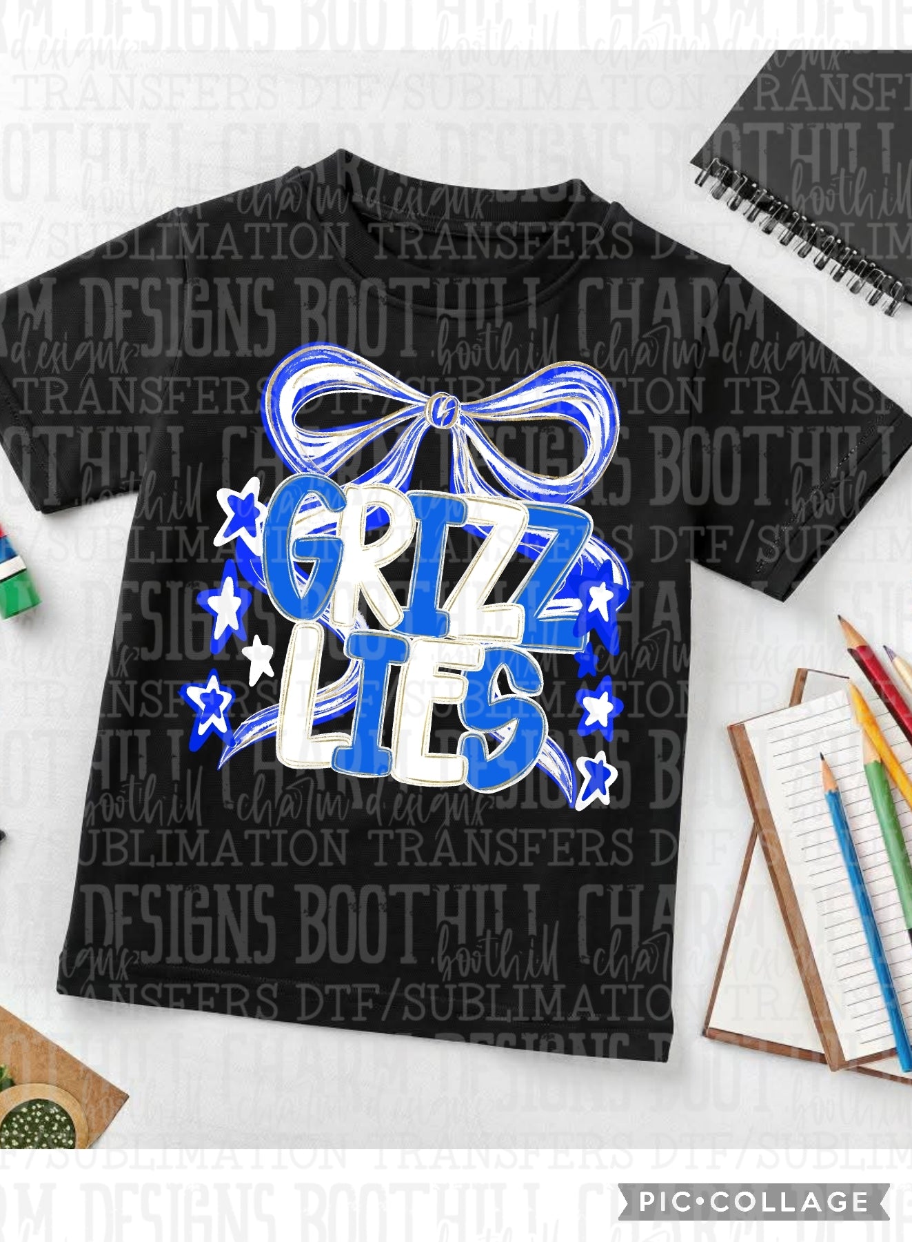 Grizzlies bow - Shirt *comment shirt color/brand in note box