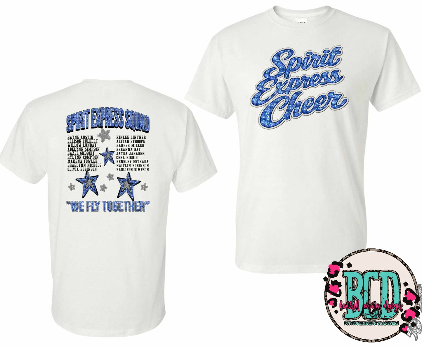 Custom Cheer Design - SHIRT. *Message/email us with details needed. $5 extra for front and back.