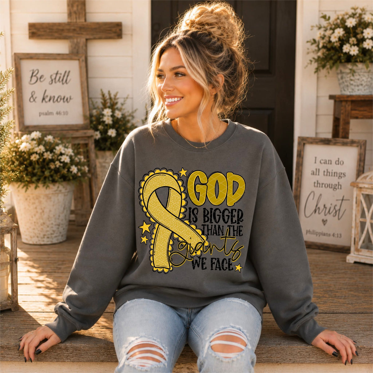 God Is Bigger - SHIRT SDD.26. *Add color of shirt & ribbon wanted in notes box