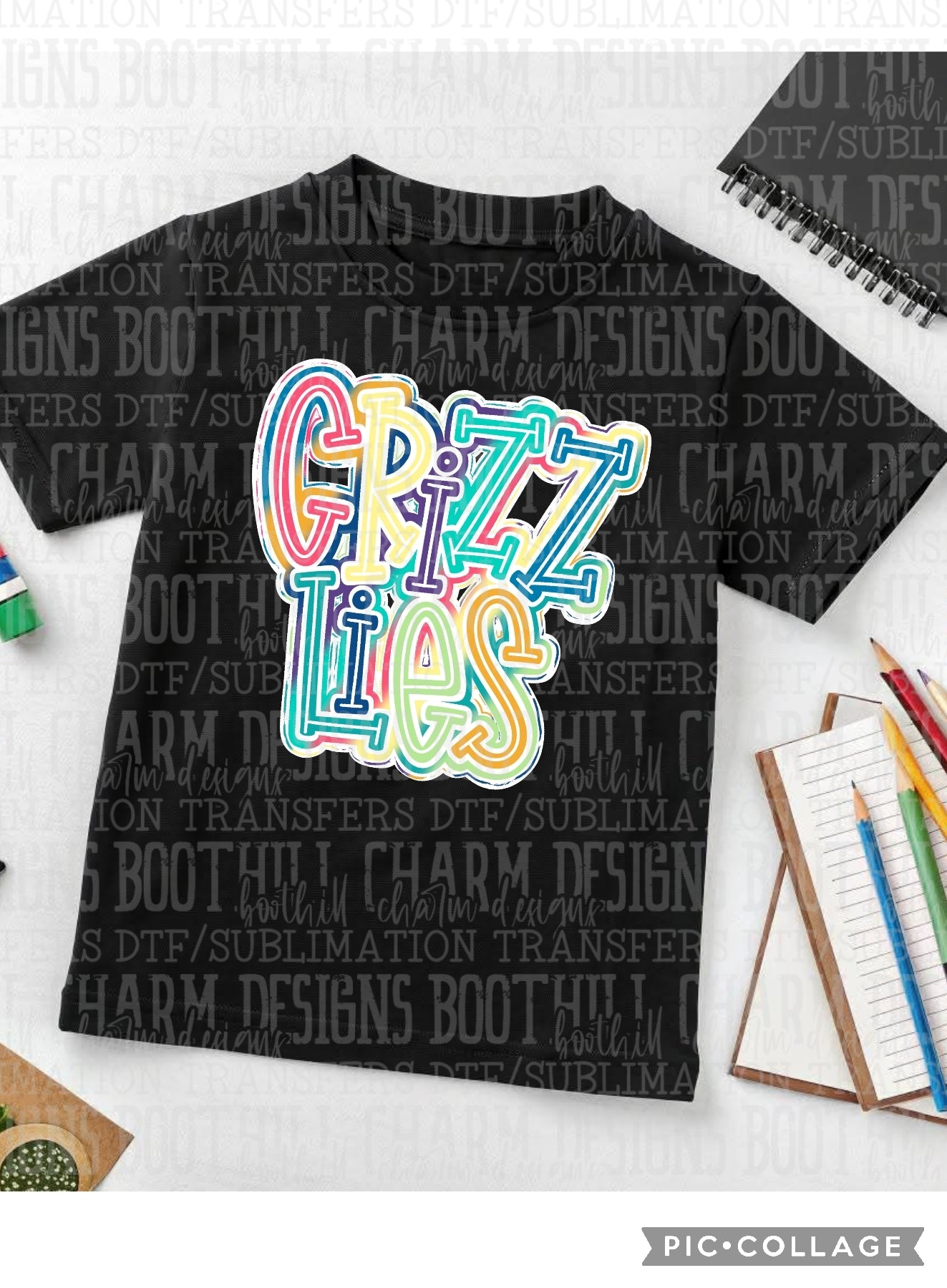 Grizzlies colorful - Shirt *comment shirt color/brand in note box