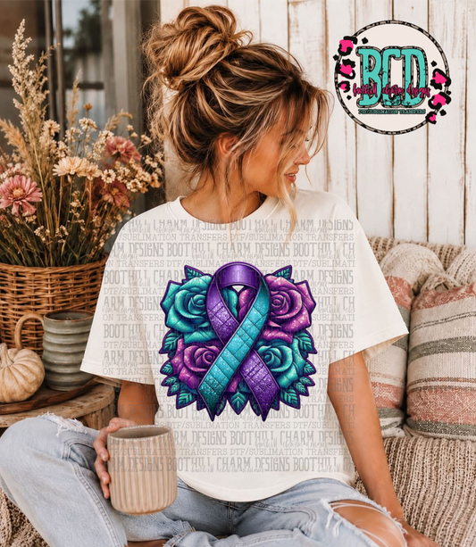 Suicide Awareness Ribbon & Roses - SHIRT *Add color of shirt wanted in notes box