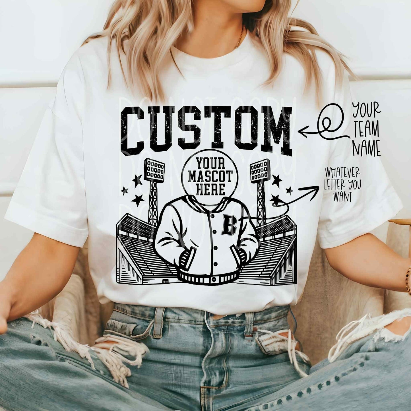 Letterman Jacket with mascot -KIDS SHIRT *add mascot wanted in the notes box at checkout. PHDD.25