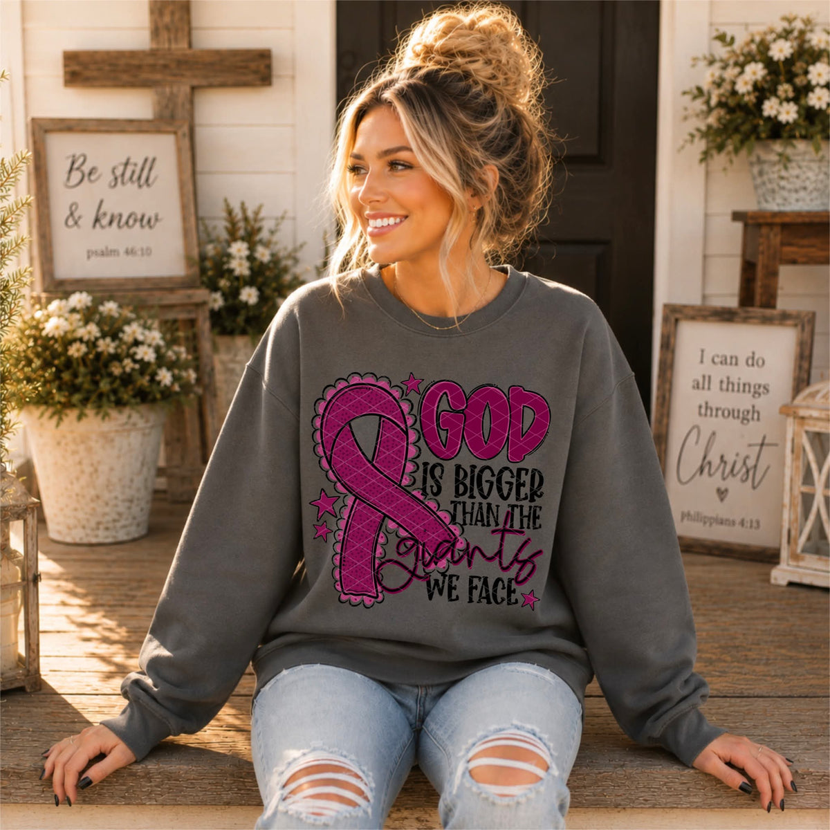 God Is Bigger - SHIRT SDD.26. *Add color of shirt & ribbon wanted in notes box