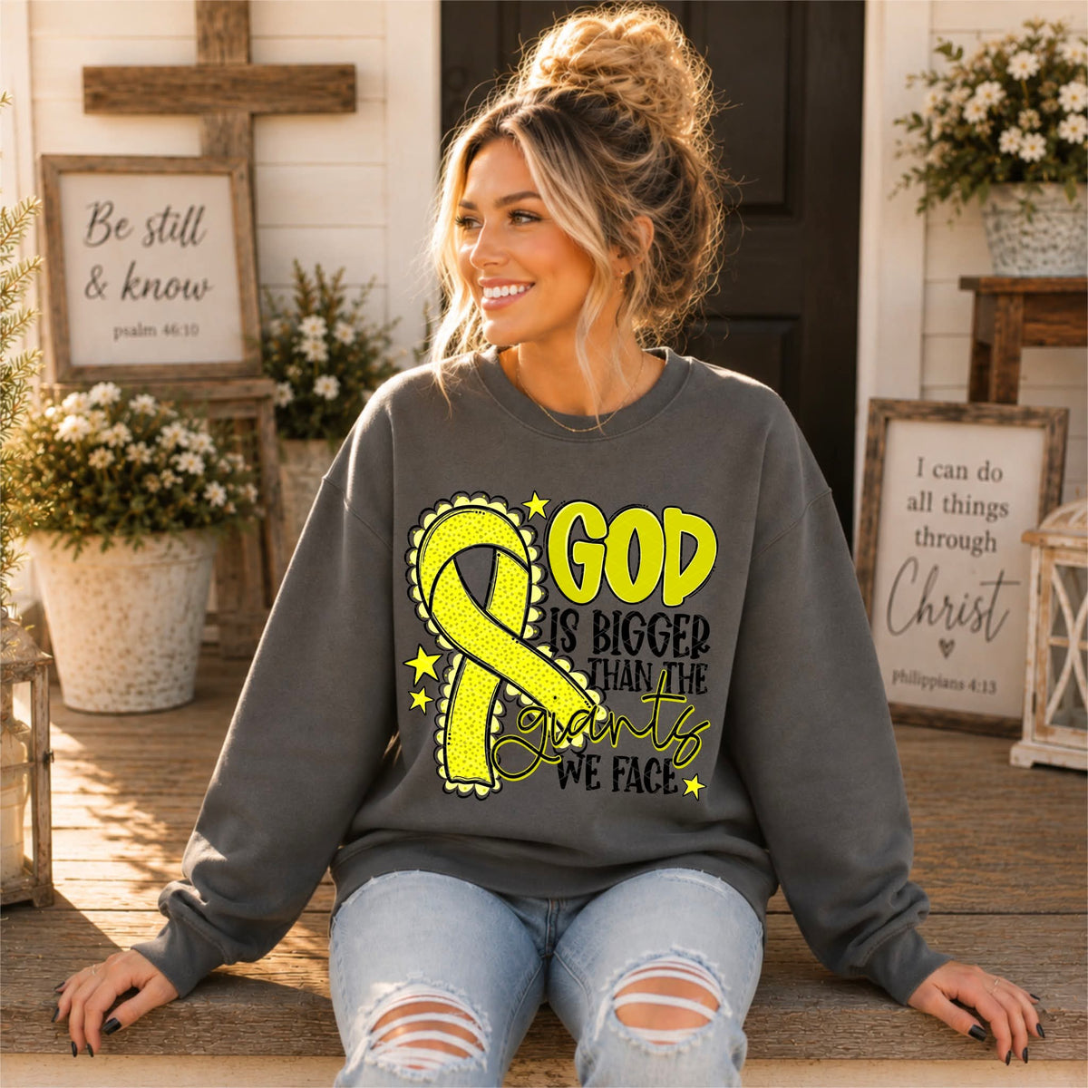 God Is Bigger - SHIRT SDD.26. *Add color of shirt & ribbon wanted in notes box