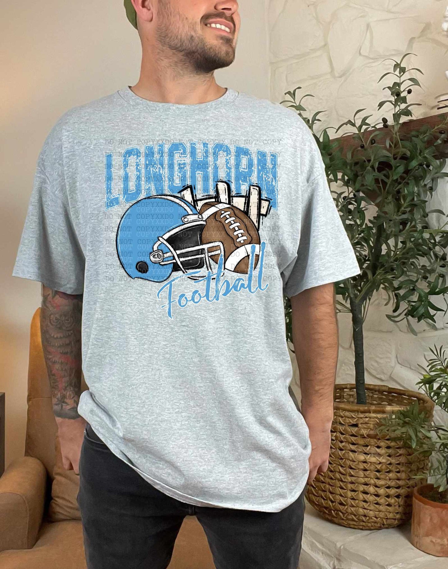 Chisholm Longhorns Football w Helmet - Shirt *comment SWEAT SUIT *ADD of apparel color in note box