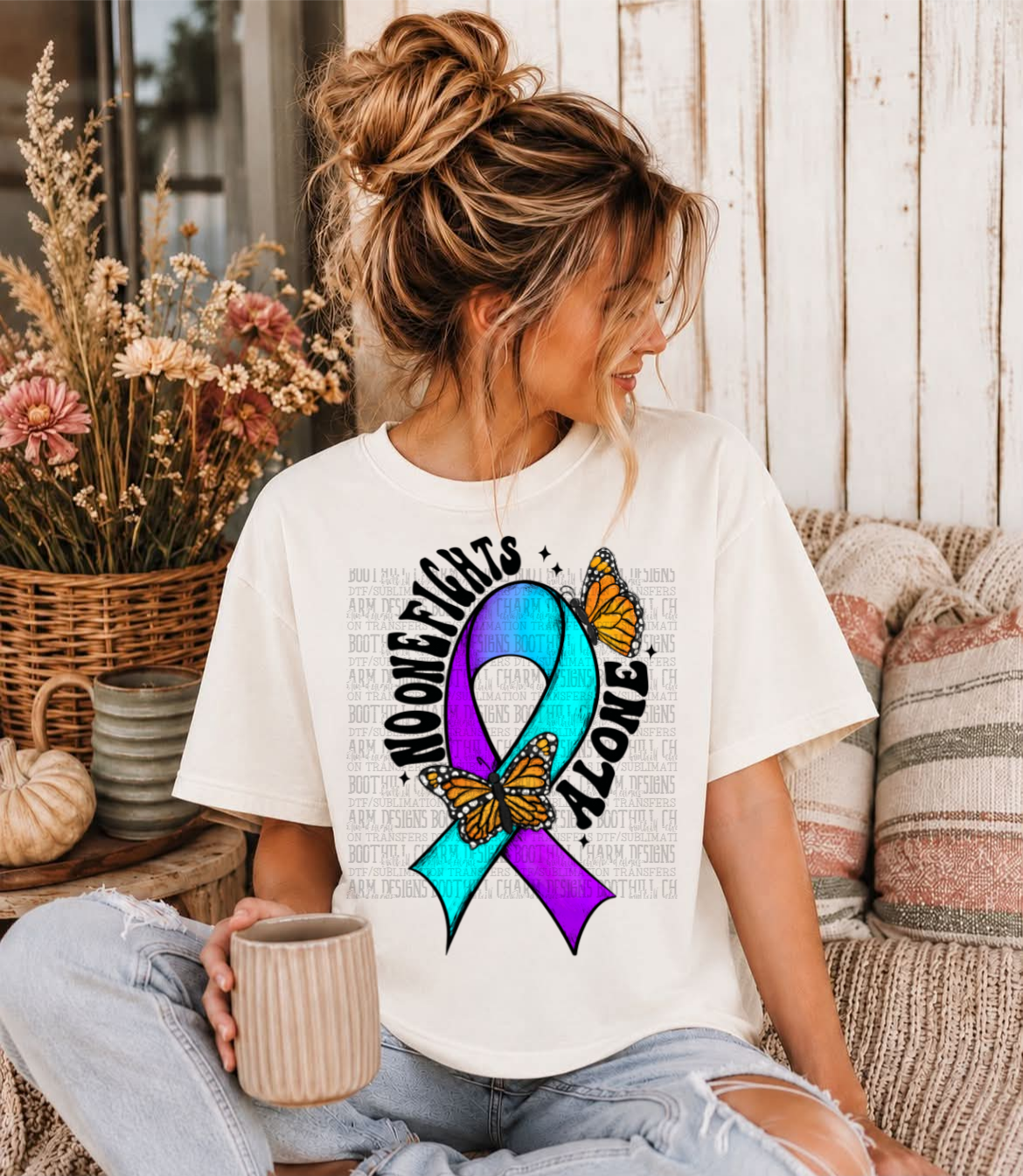 Suicide Awareness Noone Fights Alone - SHIRT *Add color of shirt wanted in notes box