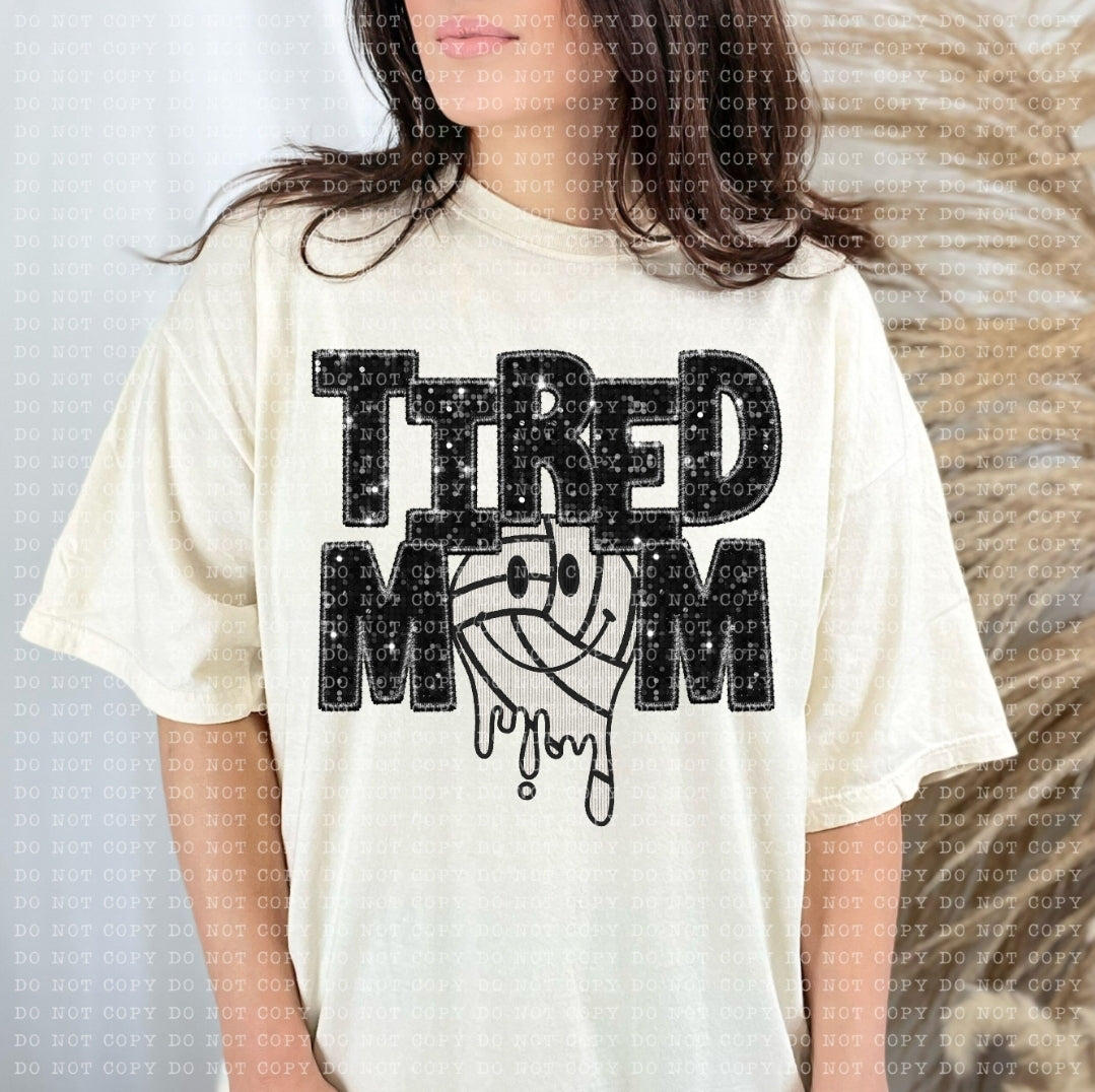 Tired Mom Drippy Volleyball-SHIRT