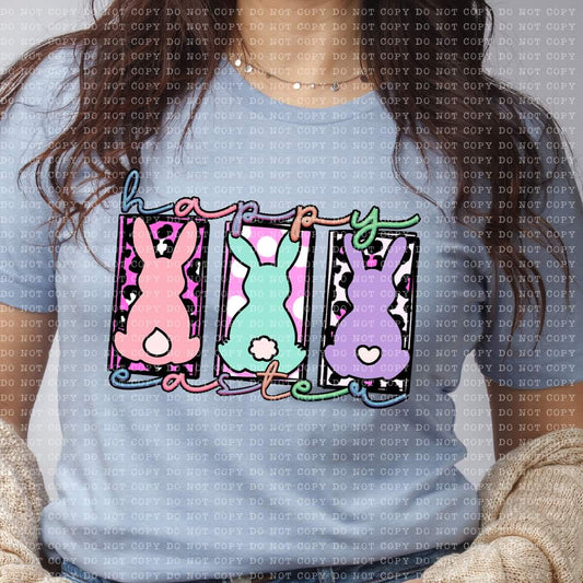 Happy Easter Pastel Bunnie Trio-SHIRT